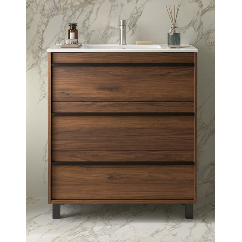 SALGAR ATTILA BAJO 3C + ENCIMERA PORCELANA A SUELO NOGAL MAYA 80