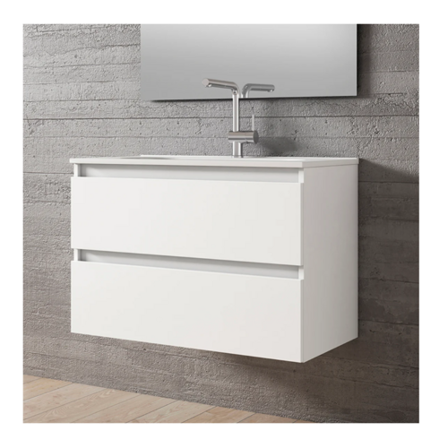 VISOBATH BOX BAJO + ENCIMERA PORCELANA 2C 80 CM BLANCO MATE FONDO REDUCIDO