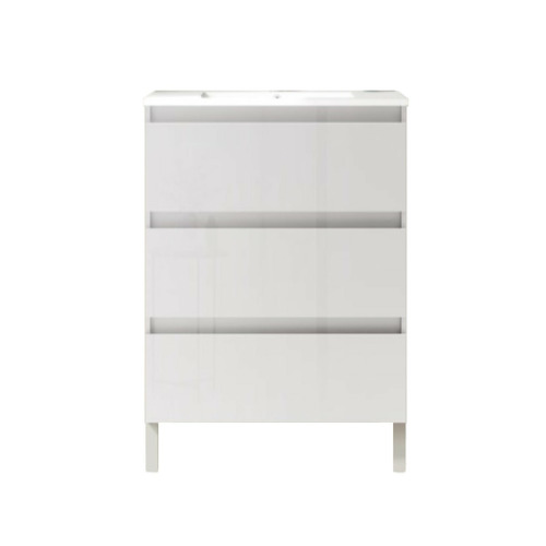 BOX BAJO + ENCIMERA PORCELANA 3C A SUELO 60CM BLANCO BRILLO F. REDUCIDO