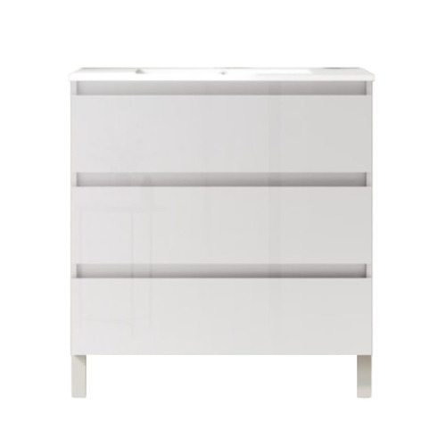 BOX BAJO + ENCIMERA PORCELANA 3C A SUELO 80CM BLANCO BRILLO F. REDUCIDO