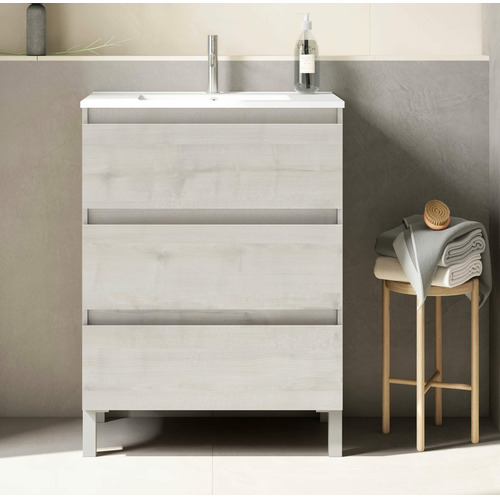 BOX BAJO + ENCIMERA PORCELANA 3C A SUELO 60CM ABEDUL F. REDUCIDO