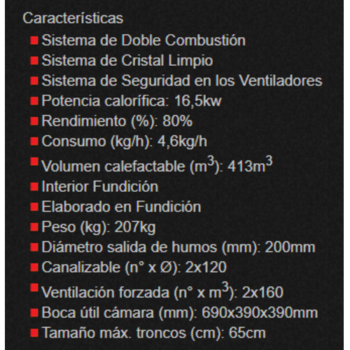 MADRID INSERTABLE DE LEÑA 90 CM 16,5 KW BRONPI
