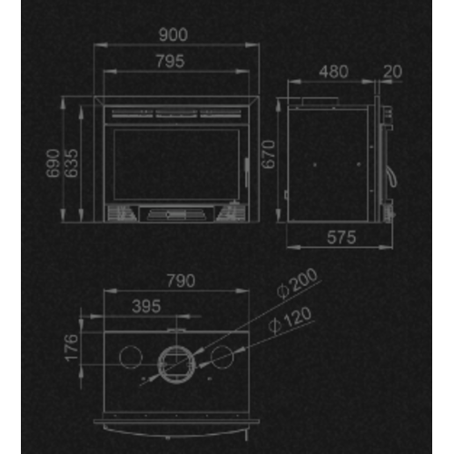 MADRID INSERTABLE DE LEÑA 90 CM 16,5 KW BRONPI