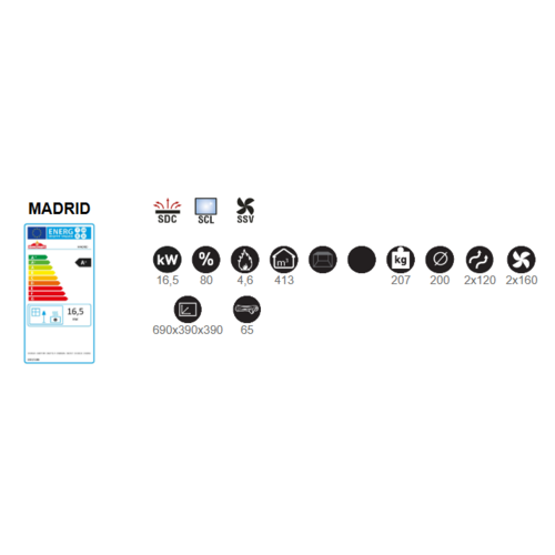 MADRID INSERTABLE DE LEÑA 90 CM 16,5 KW BRONPI