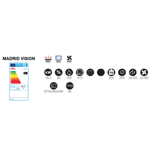 MADRID INSERTABLE DE LEÑA VISION 90 CM 16,5KW BRONPI
