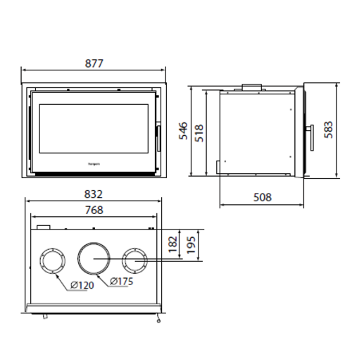 C-16 INSERTABLE DE LEÑA 80 CM 14KW HERGOM