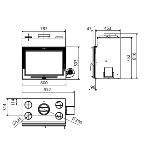 H-03 INSERTABLE DE LEÑA 80 CM 17KW HERGOM