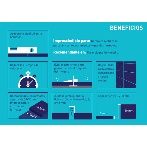 PEYGRAN CUÑA TRANSPARENTE PARA SISTEMA DE NIVELACIÓN BOLSA 100UD