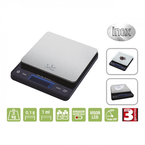BASCULA ALTA PRECISION INOX-NEGRO 3KG JATA