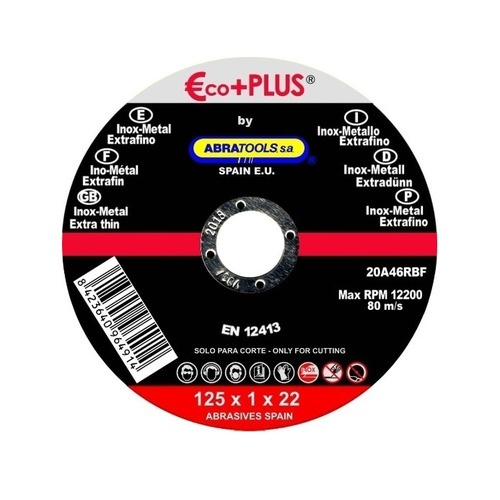 Añadir a la cesta DISCO CORTE INOX 120099 125x1x22 25 UD ECOPLUS DISCO CORTE INOX 120099 125x1x22 25 UD ECOPLUS