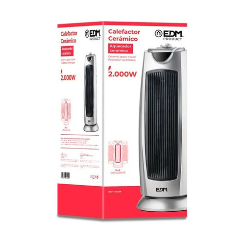 CALEFACTOR CERAMICO TORRE OSCILANTE 2000W EDM