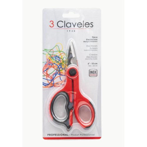 TIJERA ELECTRICISTA MANGOS AISLANTES 3 CLAVELES