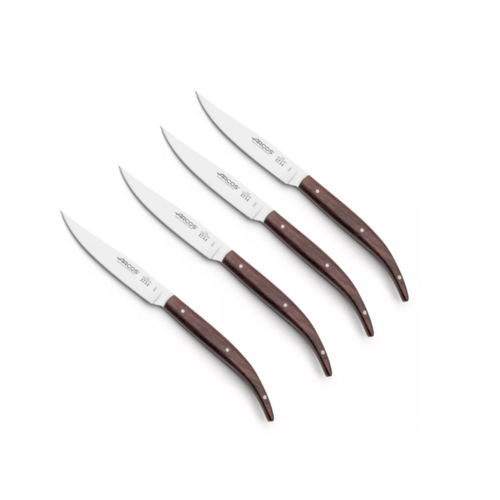 CUCHILLO CHULETERO CON MANGO DE MADERA DE POLISANDRO JUEGO 4 PZAS. ARCOS