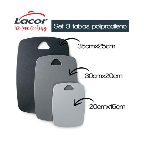 TABLA DE CORTE POLIPROPILENO PACK 3 60500 LACOR