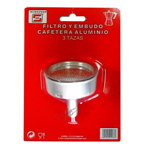 FILTRO Y EMBUDO ALUMINIO CAFETERA 3 TAZAS TECNHOGAR