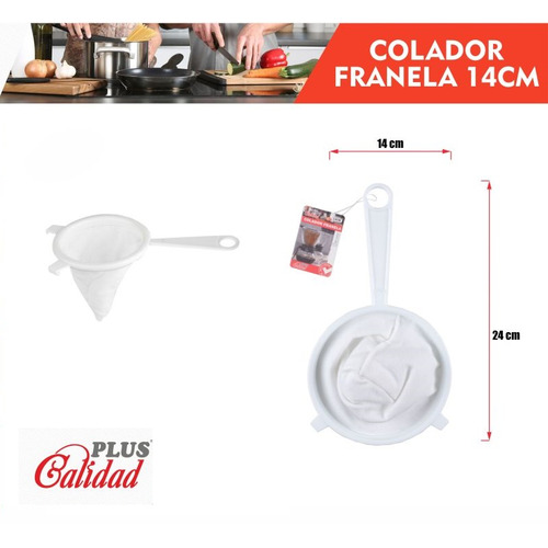 COLADOR FRANELA CAFE 14CM PLUS CALIDAD