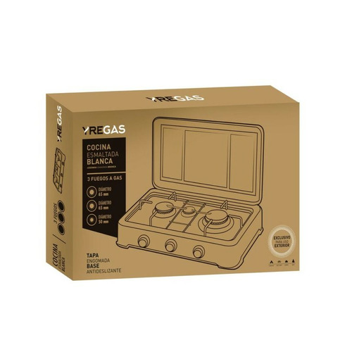 COCINA DE GAS ESMALTADA 3 FUEGOS YREGAS
