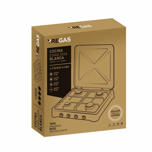 COCINA DE GAS ESMALTADA 4 FUEGOS YREGAS