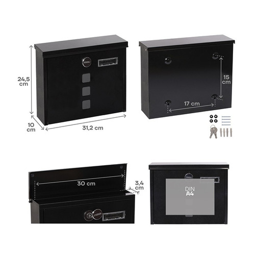 BUZON CHANCE ACERO GALVANIZADO NEGRO EXTERIOR ARREGUI