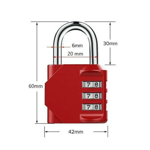CANDADO COMBINACION 3 DIGITOS ROJO OJMAR