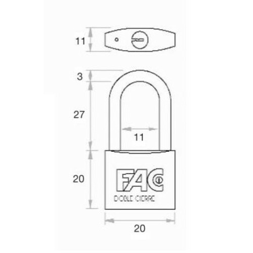 CANDADO LATON ARCO LARGO 20mm FAC