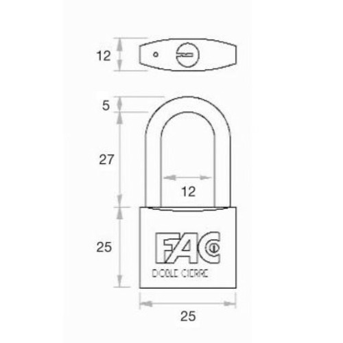 CANDADO LATON ARCO LARGO 25mm FAC