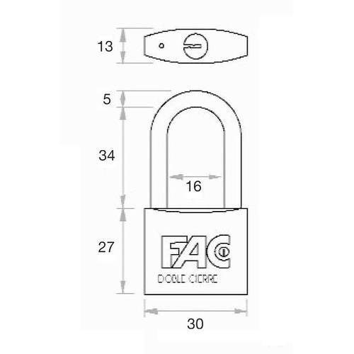 CANDADO LATON ARCO LARGO 30mm FAC
