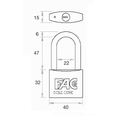 CANDADO LATON ARCO LARGO 40mm FAC