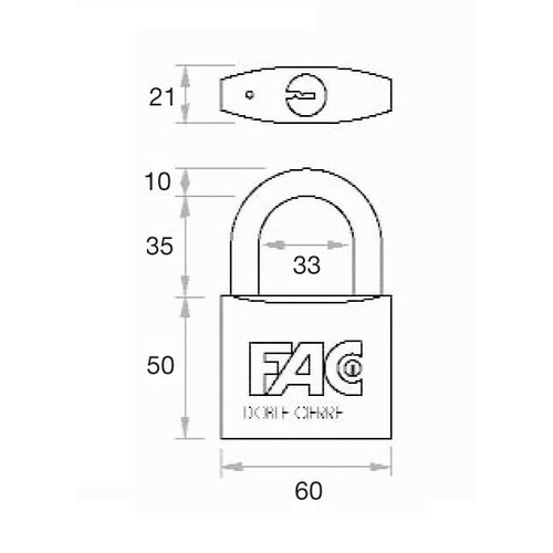 CANDADO LATON ARCO NORMAL 60mm FAC