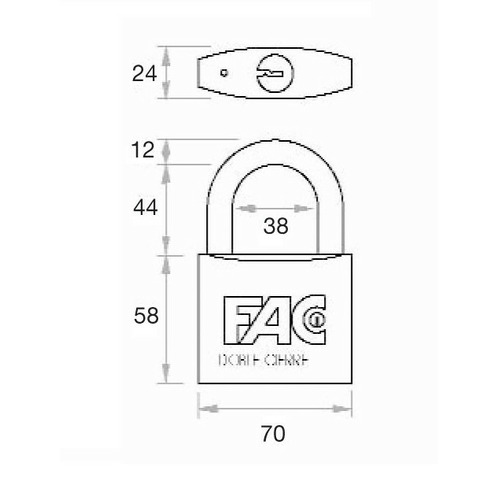 CANDADO LATON ARCO NORMAL 70mm FAC