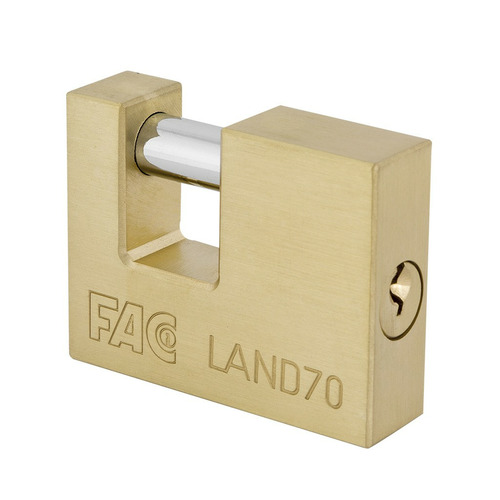 CANDADO RECTANGULAR LATON ARCO ENDURECIDO FAC