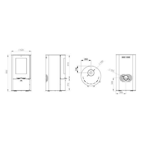 DOVER ESTUFA LEÑA CIRCULAR ESTANCA CON LEÑERO 9,4KW BRONPI