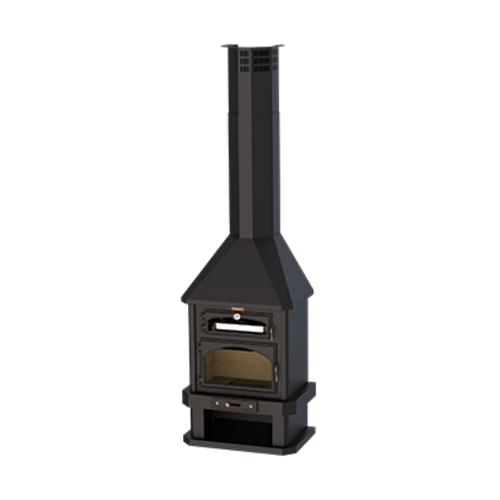 EBRO CHIMENEA FRONTAL CON HORNO Y LEÑERO 18KW BRONPI