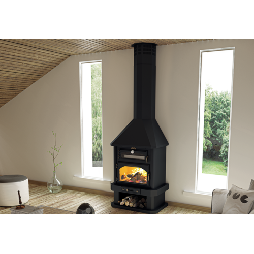 EBRO CHIMENEA FRONTAL CON HORNO Y LEÑERO 18KW BRONPI