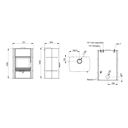 HYDRONOVA-PLUS ESTUFA LEÑA HYDRO 12,7KW BRONPI