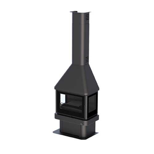 LISBOA 3 CRISTALES VISION CHIMENEA CON LEÑERO Y TURBINA 13KW BRONPI