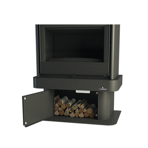 LISBOA 3 CRISTALES VISION CHIMENEA CON LEÑERO Y TURBINA 13KW BRONPI