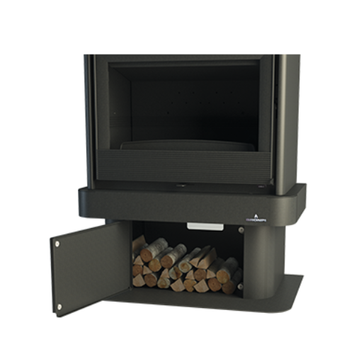 LISBOA VISION CHIMENEA CON LEÑERO Y TURBINA 15KW BRONPI