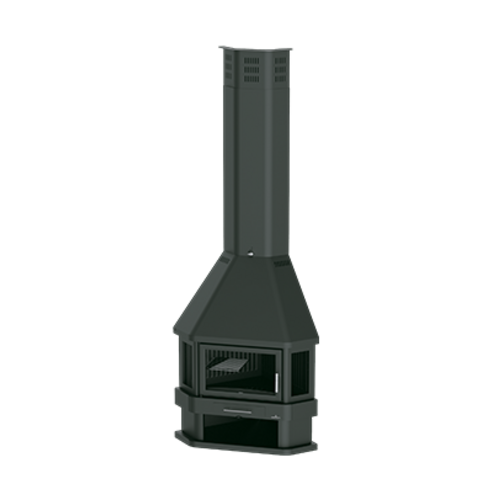 LORCA R CHIMENEA RINCON 3 CRISTALES CON LEÑERO 18KW BRONPI