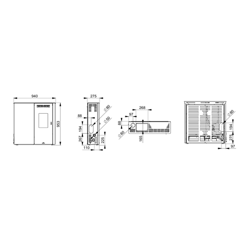 LUPE ESTUFA PELLET EXTRAPLANA NEGRA 8KW BRONPI
