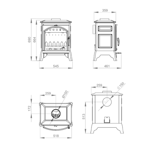 ORDESA ESTUFA LEÑA FUNDICION 9KW BRONPI