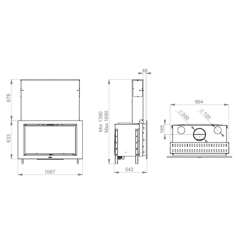 PARIS 90 VISION GUILLOTINA INSERTABLE LEÑA 15KW BRONPI