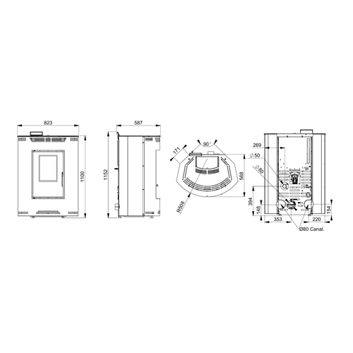 PRINCESA ESTUFA PELLET RINCON MARFIL 10,3KW BRONPI