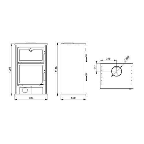 SUIZA ESTUFA LEÑA CON HORNO 14 KW BRONPI