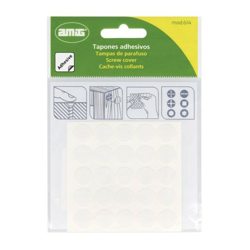 TAPON ADHESIVO BLANCO VETEADO 12mm AMIG