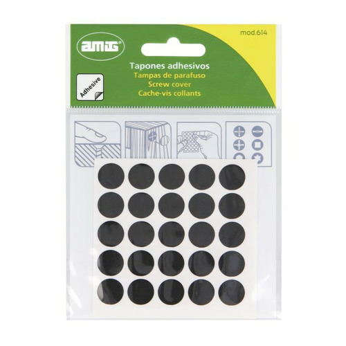 TAPON ADHESIVO NEGRO VETEADO 12mm AMIG