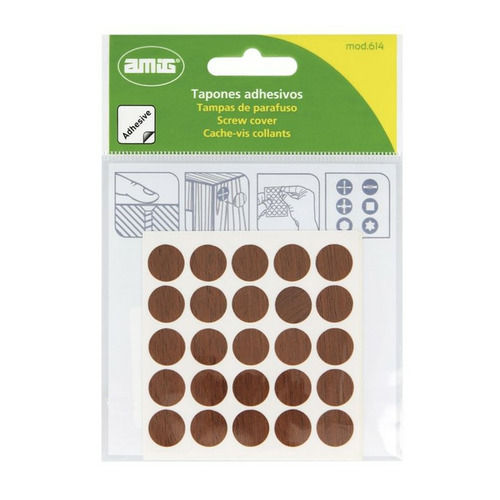 TAPON ADHESIVO NOGAL LISO 12mm AMIG
