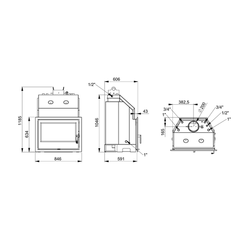 TECNOHYDROBRONPI 70 VISION INSERTABLE LEÑA HYDRO 19KW BRONPI