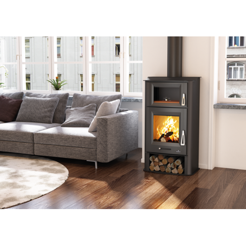 TUDELA ESTUFA LEÑA CON HORNO Y LEÑERO 12KW BRONPI