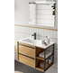 SALGAR ATTILA CONJUNTO COMPLETO CON LAVABO DESPLAZADO IZQUIERDA ROBLE AFRICA 85 CM